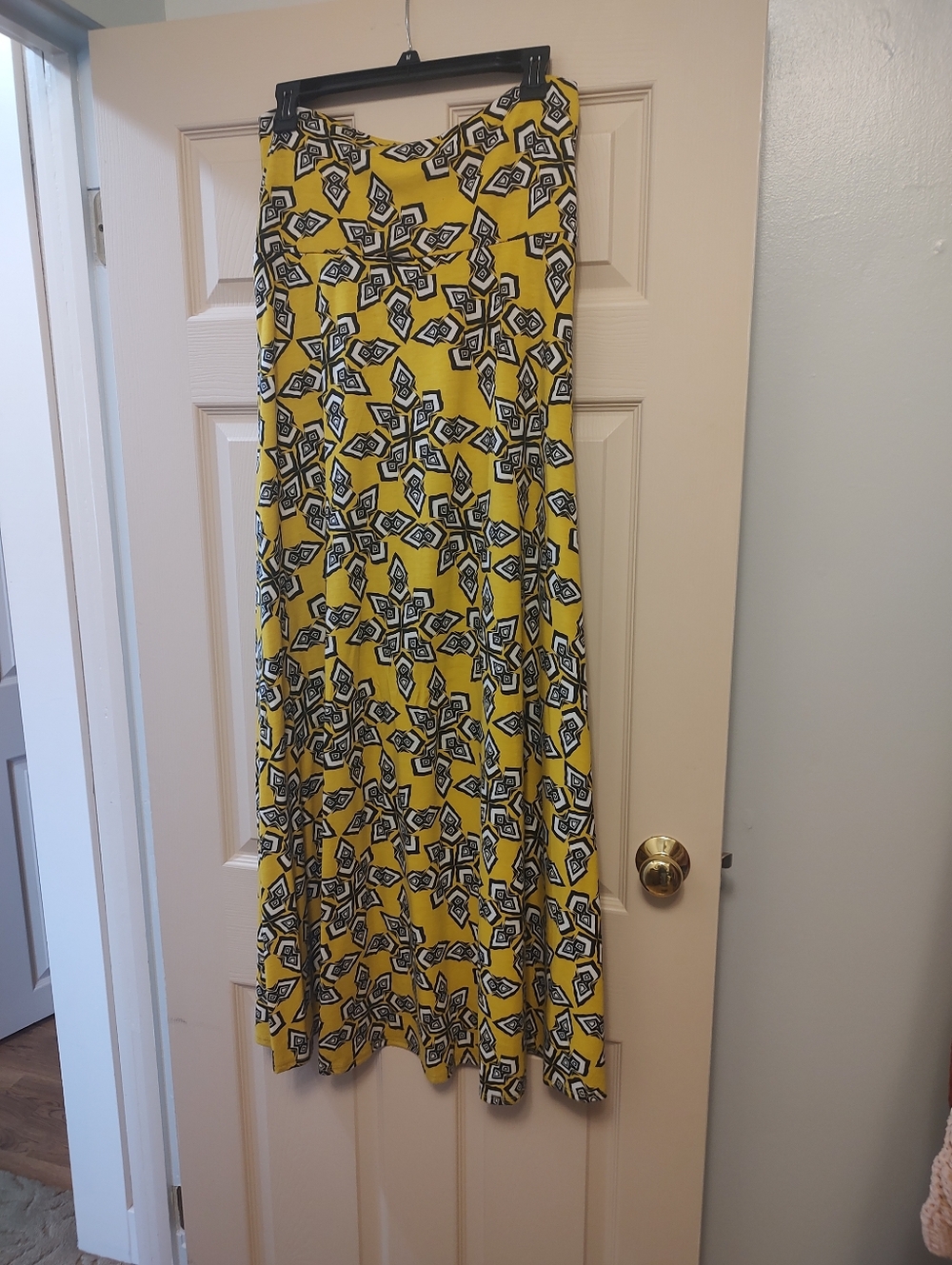 LuLaRoe Yellow Black White Geometric Maxi Skirt